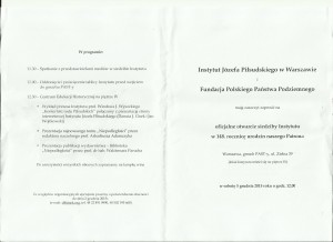 Instytut Józefa Piłsudskiego  w Warszawie i Fundacja Polskiego Państwa Podziemnego zapraszają na oficjalne otwarcie siedziby Instytutu